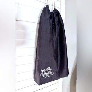 COACH Bag Logo Dark Brown Drawstring Handbag Purse Storage Travel Satin